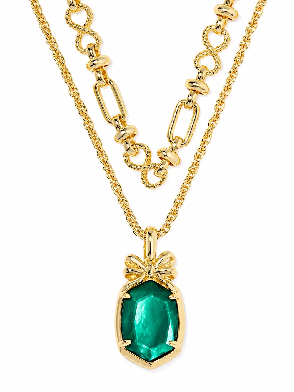 Kendra Scott Daphne Bow Gold Multi Strand Necklace Pine Illusion